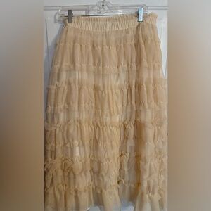 Cato Light Tan Tiered A-Line Skirt